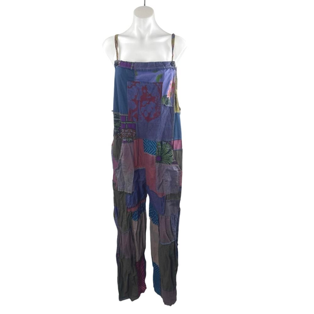 Ashley Taylor Women's Multicolor Patchwork Sleeveless Overalls Jumpsuit Size OS